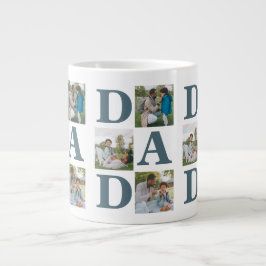 Enkel Modern Fars dag Pappa 3-fotofamilj Jumbo Mugg