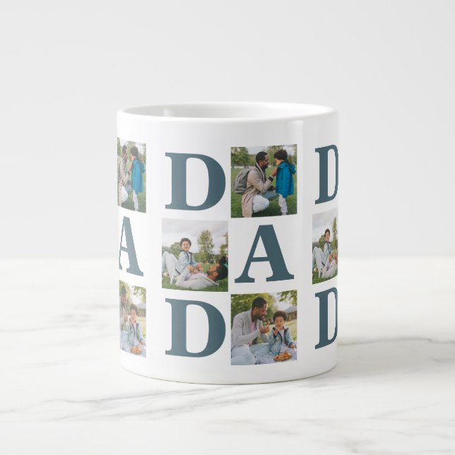 Enkel Modern Fars dag Pappa 3-fotofamilj Jumbo Mugg (Framsidan)