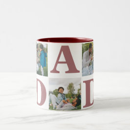 Enkel Modern Fars dag Pappa 3-fotofamilj Två-Tonad Mugg