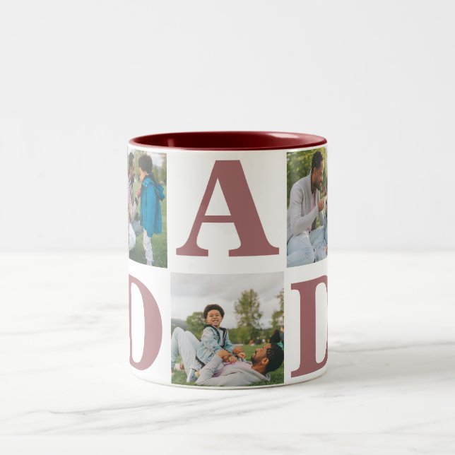 Enkel Modern Fars dag Pappa 3-fotofamilj Två-Tonad Mugg (Center)