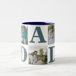 Enkel Modern Fars dag Pappa 3-fotofamilj Två-Tonad Mugg