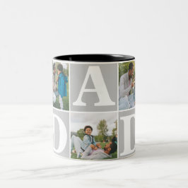 Enkel Modern Fars dag Pappa 3-fotofamilj Två-Tonad Mugg