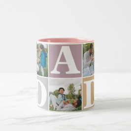 Enkel Modern Fars dag Pappa 3-fotofamilj Två-Tonad Mugg