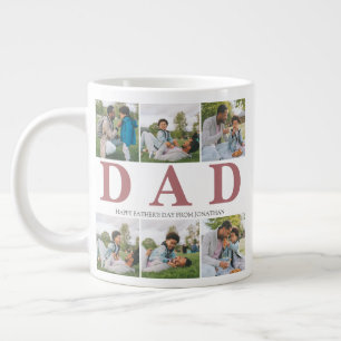 Enkel Modern Fars Dag Pappa 6 foto familj Jumbo Mugg