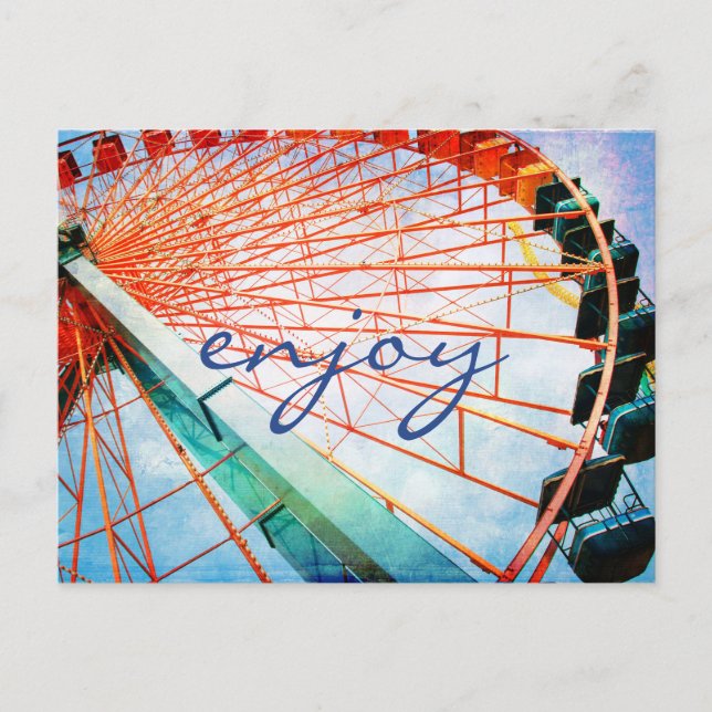 Enkel Modern Ferris Wheel Photo Ejoy Calligraphy Vykort (Framsida)