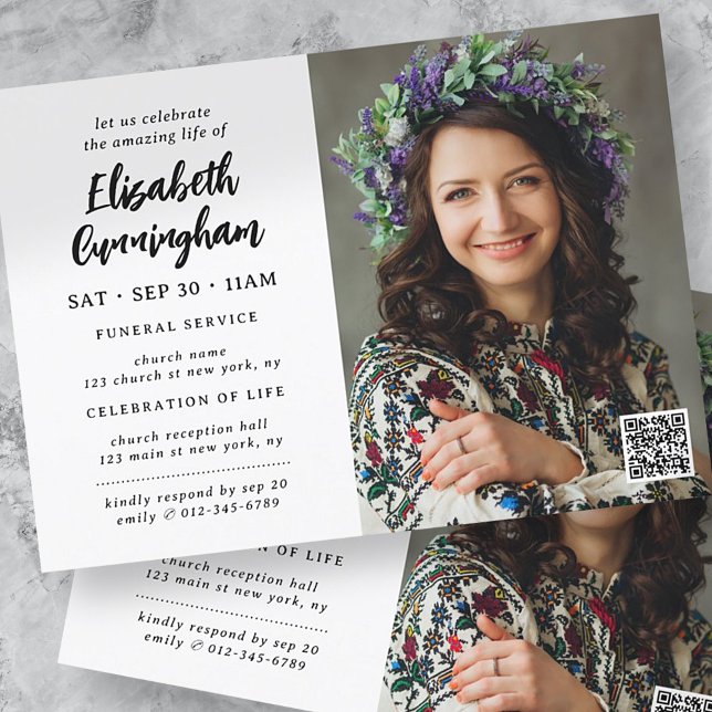 Enkel modern Firande av livets begravning Inbjudningar (Skapare uppladdad)