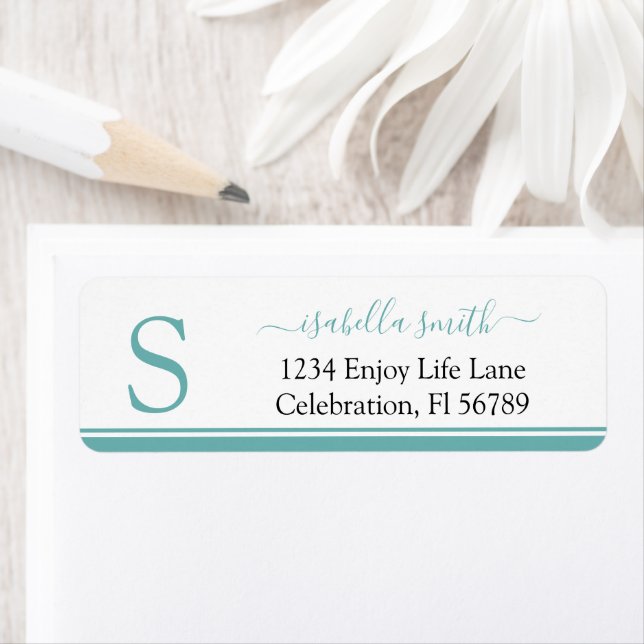 Enkel Modern Flickaktig Initial Monogram Etikett Returadress Etikett (Insitu)