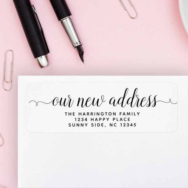 Enkel Modern Flytta Stationery för skript Ny adres Returadress Etikett (Skapare uppladdad)