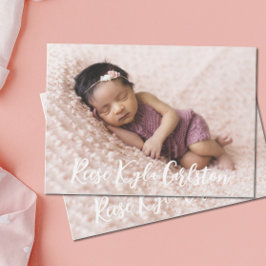 Enkel modern födelseannons med fullständigt foto inbjudningar