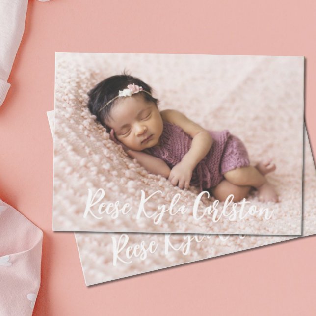 Enkel modern födelseannons med fullständigt foto inbjudningar (Skapare uppladdad)