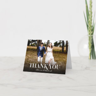 Enkel Modern Font Bröllop Tack Foto Kort