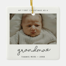 Enkel modern första jul som mormor julgransprydnad keramik