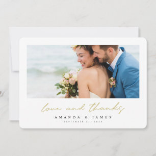 Enkel modern foto-Guld-typografi Bröllop Tack Kort