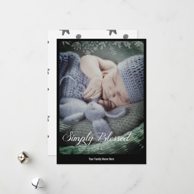 Enkel modern foto | Helt enkelt välsignad Julkort (Fram/Back In Situ)