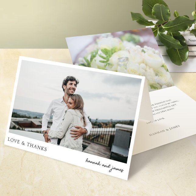 Enkel modern foto Kärlek och tack Bröllop Kort (Skapare uppladdad)