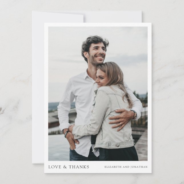 Enkel Modern Foto Tack Kort för Bröllop (Framsida)