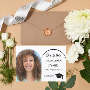 Enkel modern fotobåge examensfest spara datumet