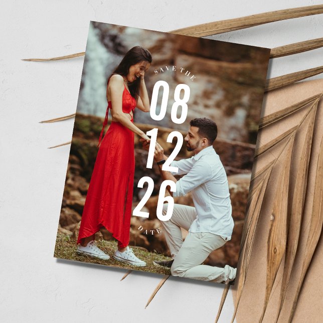 Enkel Modern Fotobudget Bröllop Spara Datum Meddelande Vykort (Simple Modern Photo Budget Wedding Save the Date Postcard)