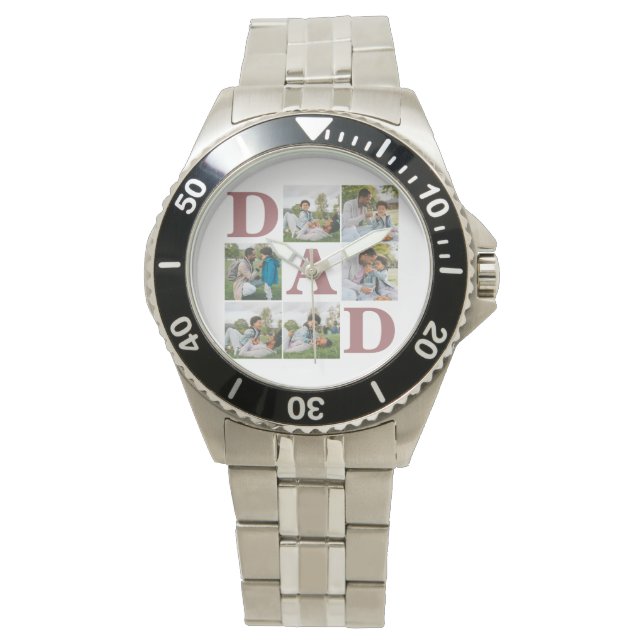 Enkel modern fotofamilj för Fars dag Pappa 6 Armbandsur (Framsida)