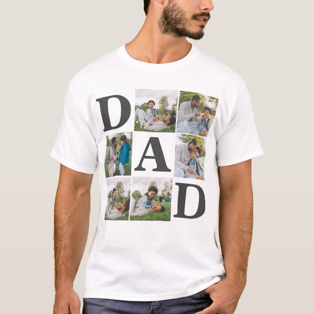 Enkel modern fotofamilj för Fars dag Pappa 6 T Shirt (Framsida)