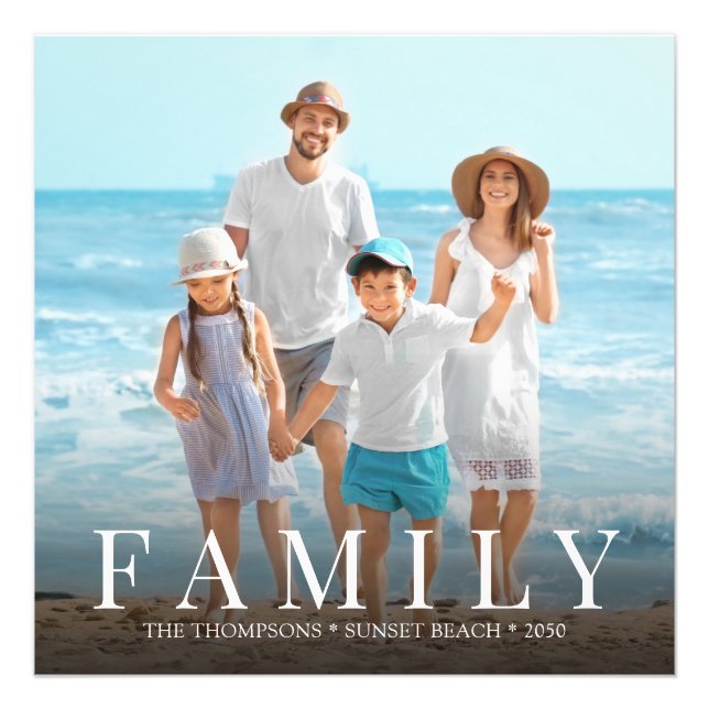 Enkel, modern, fotofamiljens minimalistiska Anpass Fototryck (Framsidan)