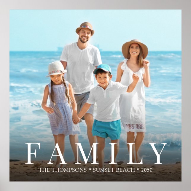 Enkel, modern, fotofamiljens minimalistiska Anpass Poster (Framsidan)