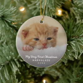 Enkel modern fotokattunge - första jul julgransprydnad keramik