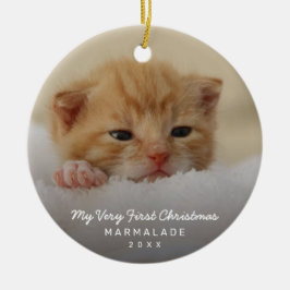 Enkel modern fotokattunge - första jul julgransprydnad keramik