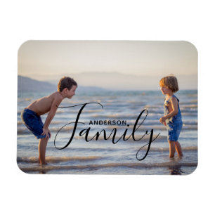 Enkel Modern Fotomall Anpassat Familjenamn Magnet
