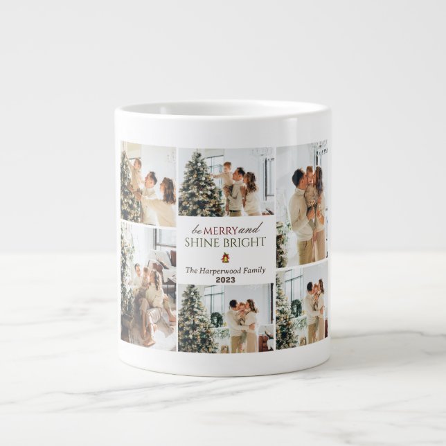 Enkel modern fotosamling i Julgran-familjen Jumbo Mugg (Framsidan)