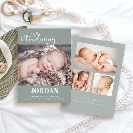 Enkel, modern fotosamling med skript Sage Birth Meddelande