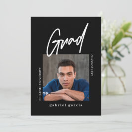 Enkel modern fotosvart Studentfest Inbjudningar