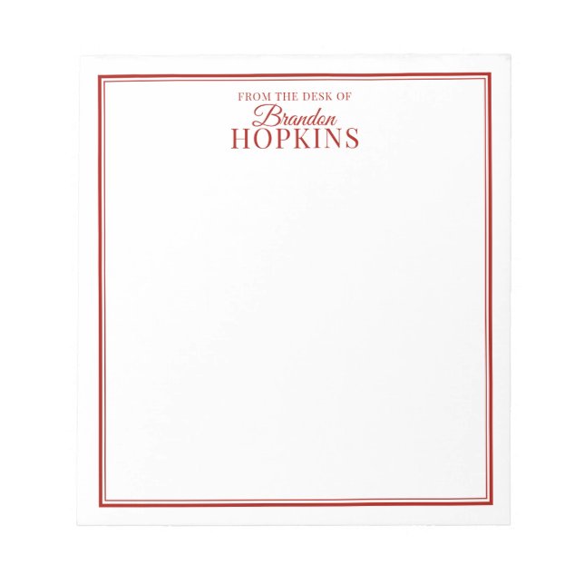 Enkel modern från skrivbordet i skript Red Anteckningsblock (Framsida)