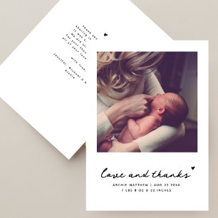 Enkel Modern Fyrkantig Foto Baby Shower Tacksamhet Tack Kort