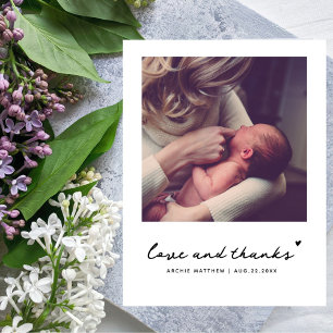 Enkel Modern Fyrkantig Foto Baby Shower Tacksamhet Vykort