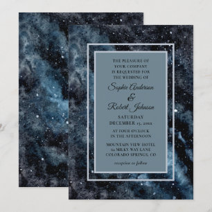 Enkel Modern Galaxy Space Stars Bröllop-inbjudan Inbjudningar