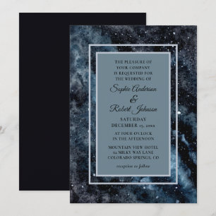 Enkel Modern Galaxy Space Stars Bröllop-inbjudan Inbjudningar