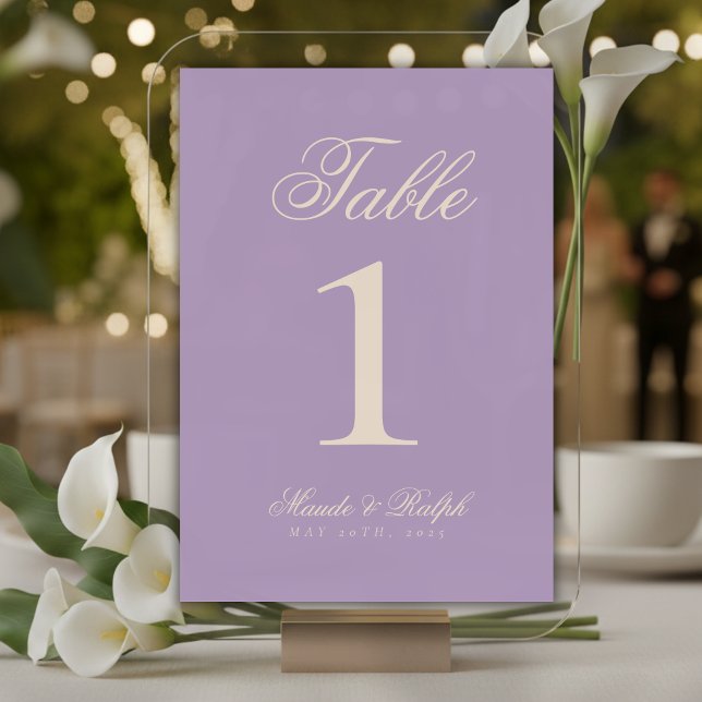 Enkel, modern gammal valuta Lavender Wisteria Bröl Bordsnummer (Guide guests to their seats with sophistication using these Simple Modern Old Money Table Numbers!)