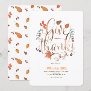 Enkel modern, Ge tack, Thanksgiving Party Inbjudningar