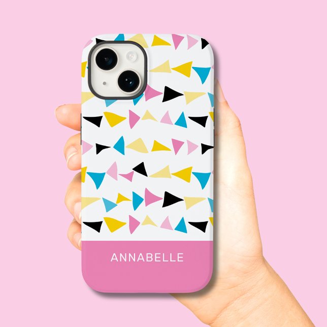 Enkel modern geometrisk kontur första namn (Modern geometric shape confetti phone case)