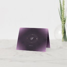 Enkel Modern Geometrisk Lila Guld Bröllop Tack Kort