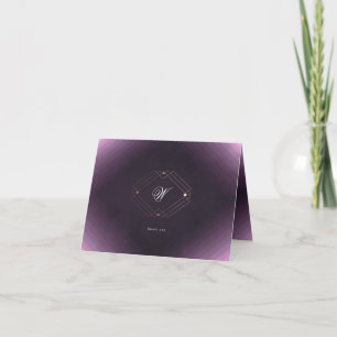 Enkel Modern Geometrisk Lila Guld Bröllop Tack Kort