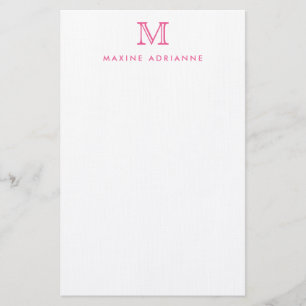 Enkel modern, Girly  Rosa Monogram Initial Brevpapper