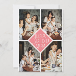 Enkel Modern glad födelsedag mamma fotokollage Julkort