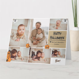 Enkel Modern Glad Halloween fotofamilj collage Kort