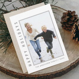 Enkel Modern Glad helg Photo Grått Julkort