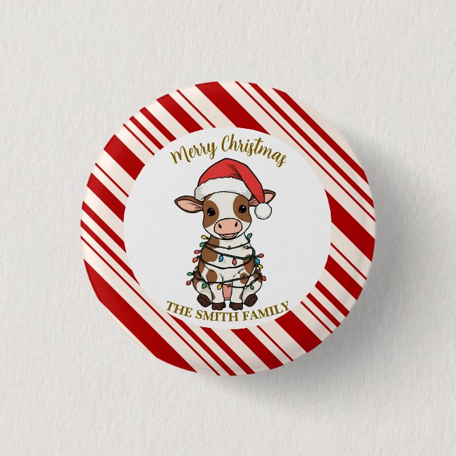 Enkel modern glad jul kalv Ko OX mönster Knapp (Framsida)