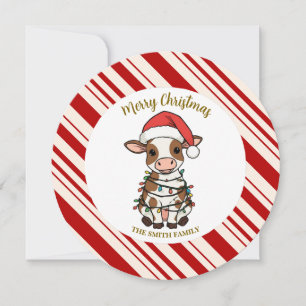 Enkel modern glad jul kalv Ko OX mönster Spara Datumet