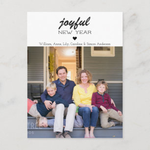 Enkel Modern Glatt Gott nytt år Heart-foto Vykort