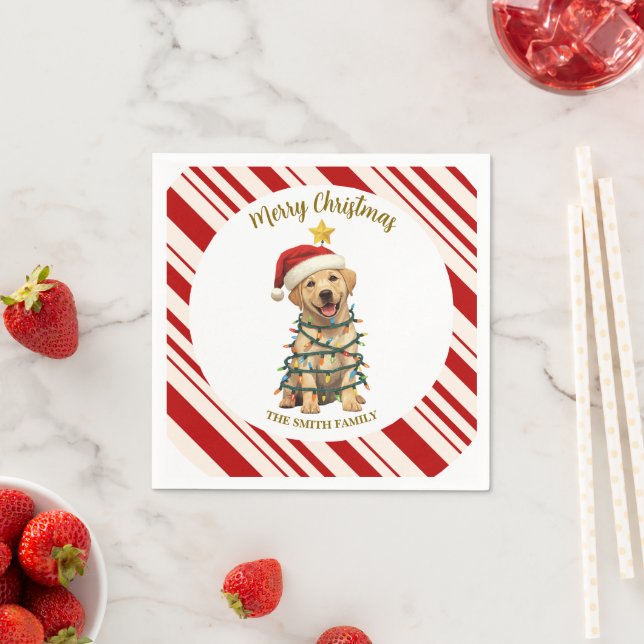 Enkel modern god jul Lab valp hund patte Pappersservett (Insitu)